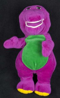 Lyons Vintage Barney Baseball Player Purple Dinosaur Plastic Toy