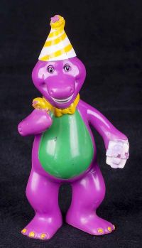 Lyons Vintage Barney Baseball Player Purple Dinosaur Plastic Toy